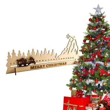 Kalėdinis advento kalendorius Medinis rogių advento kalendorius su judančiu bloku Kalėdinė dekoracija valgomojo stalui Židinio stalas