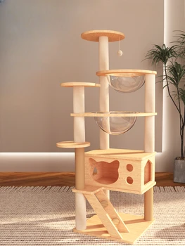 Katės lizdas kačių medis integruotas medžio kamieno šokinėjimo platforma namų ūkis mažas katės lentynos žaislas mažas butas