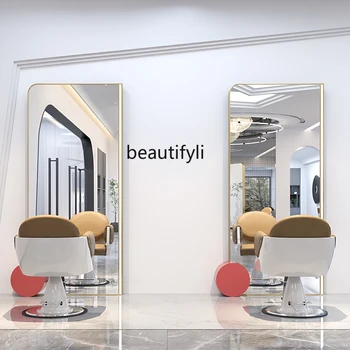 Kirpyklos tualetinis stalas Karštas dažymas Vienpusis dvipusis grindų veidrodis Kirpykla Veidrodis Plaukų kirpimo veidrodis plaukų salonui