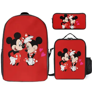 Knygų krepšys Vaikiška kuprinė Disney Custom Book Bag Pattern Animacinis personažas Spausdinti Trijų dalių pieštuko dėžutė Pietų krepšys