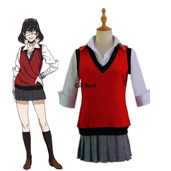 Komiksai Kakegurui Kompulsyvus lošėjas Ikishima Midari mokyklos uniforma Megztinio liemenė Liemenė Marškiniai Sijonas Anime Cosplay kostiumai