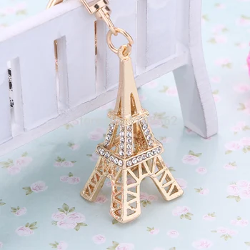 Kūrybinis raktų pakabukas!naujovė Kalnų krištolas Eifelio bokšto krepšys Raktų pakabukų žiedai Madingos moteriškos rankinės raktų laikiklis žavi mergina Papuošalų dovana