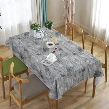 Kūrybiškai atspausdinta medvilninė lininė staltiesė Virtuvės staltiesė Plaunama medžio grūdų stalo dangtelio fotografija Fono atrama namams