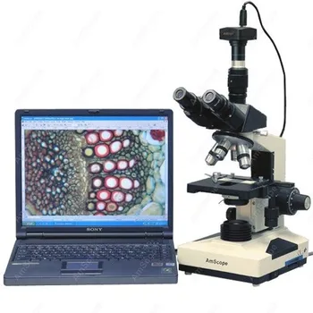 Lab klinikos veterinarijos mikroskopas--AmScope tiekia 40X-1600X laboratorijos klinikos veterinarijos trikampį mikroskopą su 9MP kamera