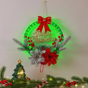 Langų vainikas Kalėdiniai vainikai Ne LED žibintai Amatų kalėdinių durų ženklas Priekinių durų vainiko dekoravimas Kalėdinė dekoracija