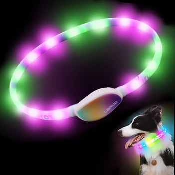 LED Light Up Šunų antkakliai LED šunų antkaklis Neperšlampamas augintinio antkaklis Ryškus Apšviestas švytėjimo vėrinys nakčiai Nuo praradimo