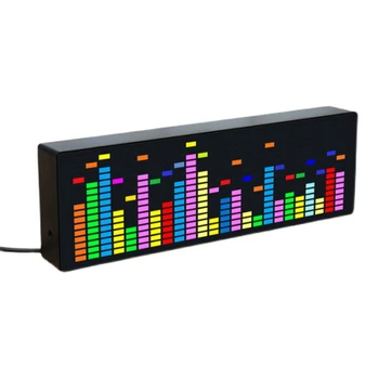 LED muzikos spektro ritmo lemputės Balso jutiklis 1624 RGB atmosferos lygio indikatorius su laikrodžio ekranu (laido valdymas)