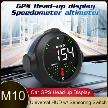 M10 Automobilio skaitmeninis spidometras HUD GPS kompasas Altimetras Greičio viršijimas Aliarmo jutiklis Jungiklis Greičio matuoklis Head Up Ekranas Automobilio priedas