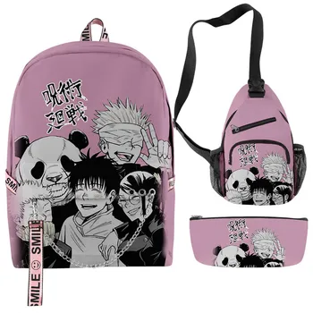 Mados vaikai Vaikai Mokyklinių krepšių rinkiniai Anime Jujutsu Kaisen 3vnt Komplektas Studentų kuprinė Paaugliai Berniukai krepšys Mochila Rukunė