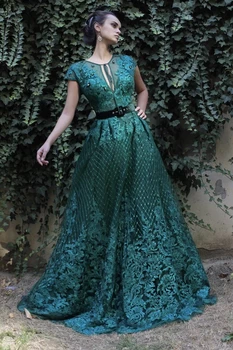 Marokietiškos vakarinės suknelės A-line Kepurės rankovės Tiulio aplikacijos Karoliukais Ilga prabangi Turkija Dubajus Saudo Arabija Prom suknelė