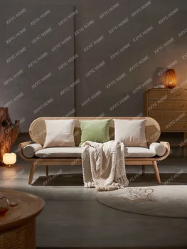 medžio masyvo rotango sofa paprasta moderni nakvynė ir pusryčiai rotango sofa, svetainė laisvalaikio kušetė