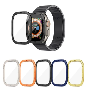 Metalinis rėmelio žiedo dėklas Laiko greičio skalės rėmo dangtelis, skirtas iwatch S8 49mm Apple Watch Series Ultra stiklo ekrano apsaugos plėvelei