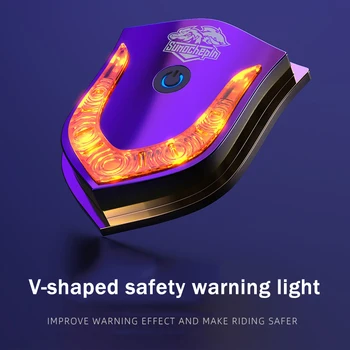 Motociklų priedai V Shield USB Smart Wireless Helmet Light Day Trip Side Box Light Degalų bako apdaila Naktinė įspėjamoji lemputė