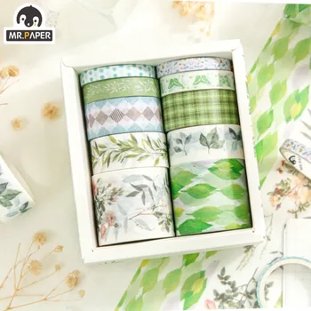 Mr. Paper 10roll/Box Beautiful Flower Washi Tape Set Fresh Plant Pasidaryk pats vadovas Dekoratyvinės juostos Kanceliarinės prekės Biuro reikmenys