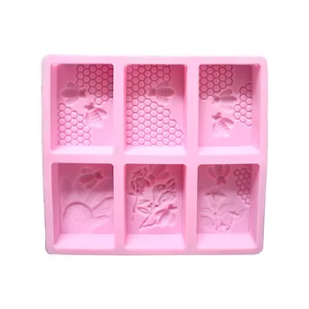Naminis amatas Daugkartinio naudojimo 3D lengvas valymas 6 formų tortų gamyba Žvakių muilo formos stačiakampis Bičių avilys Minkštas silikonas 