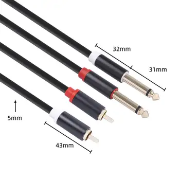 Naujas 1/4 Mono Dual 6.35 TS iki 2rca kabelis, 6.35mm Dvigubas 1/4 colio TS Mono Male į 2 RCA vyriškas TSR RCA garso keitiklio adapterio kabelis