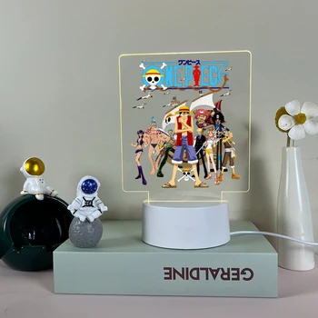 Naujas vientisas nuotykis Vidinis apšvietimas Anime Piratų led akrilo naktinė lempa vaikams Dovanų stalo dekoras