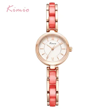NO.2 KIMIO prekės ženklo imitacija Keramikos moterų laikrodis Paprastas moteriškas apyrankės laikrodis High Quarty Thin Dial suknelė Rankinis laikrodis relogio