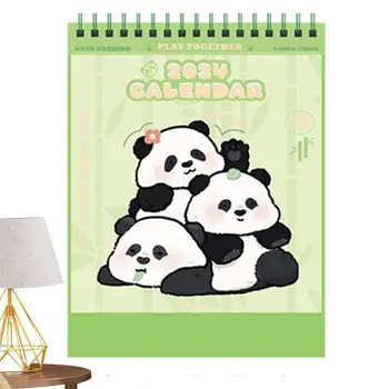 Panda kalendorius 2024 darbalaukis Animacinis filmas Panda kalendorius Dekoras Metalinis dvigubas siūlas Įrišti dekoravimo reikmenys Stalai Namai Biurai