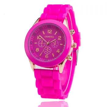 Paprasti laikrodžiai moterims Ženevos vyrų laikrodis Rožinis silikoninis sportas Dvigubas skaitmeninis Romos ciferblatas Ladies kvarcinis laikrodis Reloj Mujer Montre