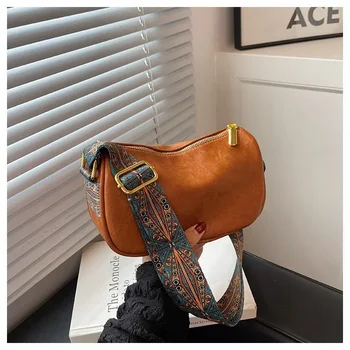 Platus petnešėlės kryžminis krepšys moterims Nišos dizainas Universalus retro spalvos pagalvės krepšys Koldūnų krepšiai Naujos tekstūros pečių krepšys
