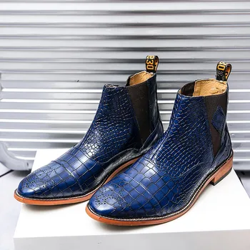 Prabangios kokybės vyriški Chelsea batai Krokodilo natūralios odos batai Vyriški Mocasines 2023 Smailūs kulkšnies batai Laisvalaikio vyro suknelės batai