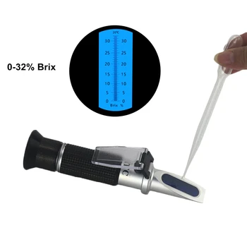 Refraktometras Nešiojamas Brikso refraktometro optiniai įrankiai ATC Refratometro 0-32% Brix testeris Nėra mažmeninės prekybos dėžutės