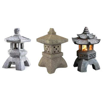 Sodo aksesuaras Ornamentas Saulės energija varoma derva Pagoda Žibintų rūmai Žibintai Bokšto statula Saulės lempa Sodo dekoras