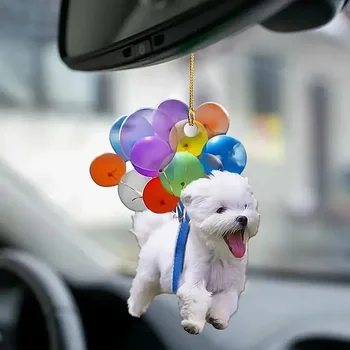 Spalvingas balionas Šuniukas Automobilio pakabukas Automobiliai Galinio vaizdo veidrodėlis Dekoras Kabantis mielas šuo Ornamentas Automobiliai Priedai Akrilas
