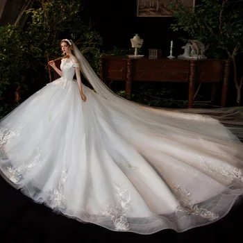 Star vestuvinė suknelė 2022 Nauja vestuvinė suknelė Nuotakos temperamentas Vienas petys Elegantiška Svajinga prancūziška žemės šviesos verpalų vestuvinė suknelė
