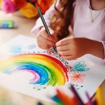 Suaugusiems Vaivorykštės pieštukas Ryškus įvairiaspalvių medinių vaivorykštės pieštukų rinkinys suaugusiems Vaikams 12 Įvairių spalvų, iš anksto paryškintų piešimui