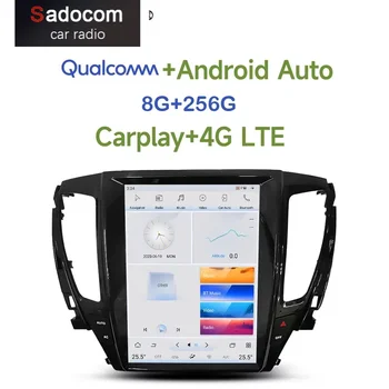 Tesla Qualcomm Carplay Car DVD grotuvas LTE Android 11.0 8G+256G GPS RDS Radijas Wifi BT skirtas Mitsubishi Pajero Sport L200 2017-2019