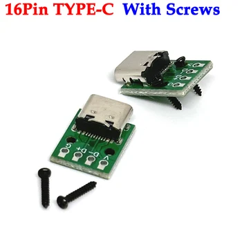  TYPE-C Moteriška bandymo plokštė USB 3.1 PCB plokštė Nuo 16P iki 2.54 mm DIP 4Pin jungties lizdas Didelės srovės maitinimo adapterio modulis su varžtais