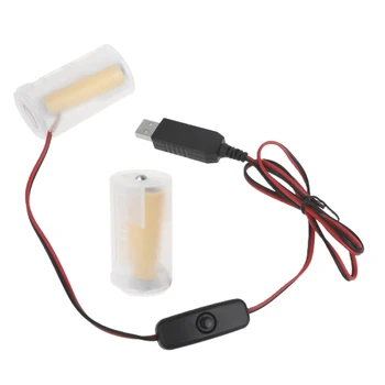 Universalūs LR20 D akumuliatorių šalinimo įrenginiai USB maitinamas kabelis Pakeiskite 2Vnt 1.5V D dydžio bateriją žaislų valdikliams Žibintuvėlis