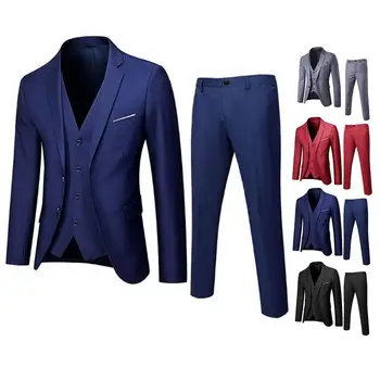 Vyriškų kostiumų rinkinys Vyriškas verslo kostiumas Stilingas vyriškų kostiumų rinkinys oficialiems verslo susitikimams Vestuvės Biuro renginiai Slim Fit Anti-raukšlės