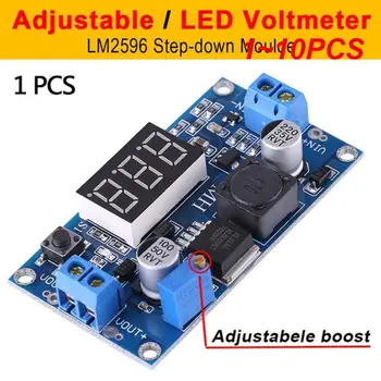 1 ~ 10 vnt nuolatinės srovės nuolatinės srovės pakopinis keitiklis įtampos reguliatorius LED ekranas Voltmetras nuo 4.0 ~ 40 iki 1.3-37V Buck adapterio reguliuojamas maitinimo šaltinis
