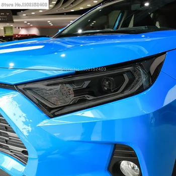 2 dalių Automobilio priekinių žibintų apsauginė plėvelė Vinilo apsauga Skaidrus juodas TPU lipdukas Toyota RAV4 XA50 2019 2020 priedai