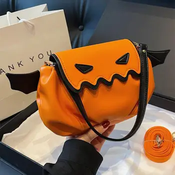 Funny Crossbody Bag Halloween Pumpkin Cartoon Pečių krepšiai su mažais sparneliais Personalizuota kūrybinga moteriška rankinė