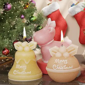 Kalėdinė silikoninė žvakių forma Kalėdų eglutė Sniego senis Briedis Kalėdų senelis Gipso ornamentas Epoksidinė derva Žvakių formų gamyba Amatai
