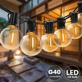 LED G40 lauko terasos styginiai žibintai LED skaidraus gaublio lemputės, šilta atmosfera lauko žibintai bistro Pergola palapinės Pavėsinės dekoras