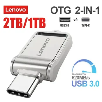 Lenovo 2TB Usb 3.0 Rašiklio diskas 1TB 512GB 128GB atmintis USB atmintinės Metalinės C tipo OTG didelės spartos vandeniui atsparios 128GB USB atmintinės