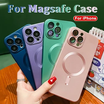 Moteriškas prabangus matinis magnetinis dėklas, skirtas iPhone 15 13 12 11 14 Pro Max 14 Plus belaidžio įkrovimo dangtelis, skirtas Magsafe silikoniniam telefono dėklui