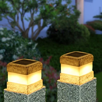 Saulės stulpų žibintai Lauko sodo tvora Kiemo lempos Vandeniui atsparus saulės žibintas Modeliavimas Akmens kolonos galvos lemputė Namo dekoravimui
