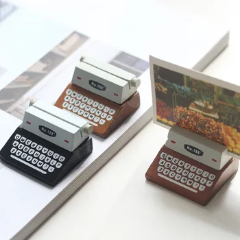 Vintažiniai atmintinės klipai Fotokortelių laikiklis Kūrybinis medinis rašomosios mašinėlės kortelių laikiklis 